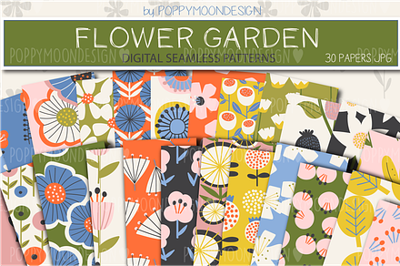Flower Garden pattern bundle, a Pattern Graphic by Poppymoondesign