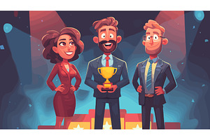Work team winners. Employees victory, a Person Illustration by Stock-Smart-Start