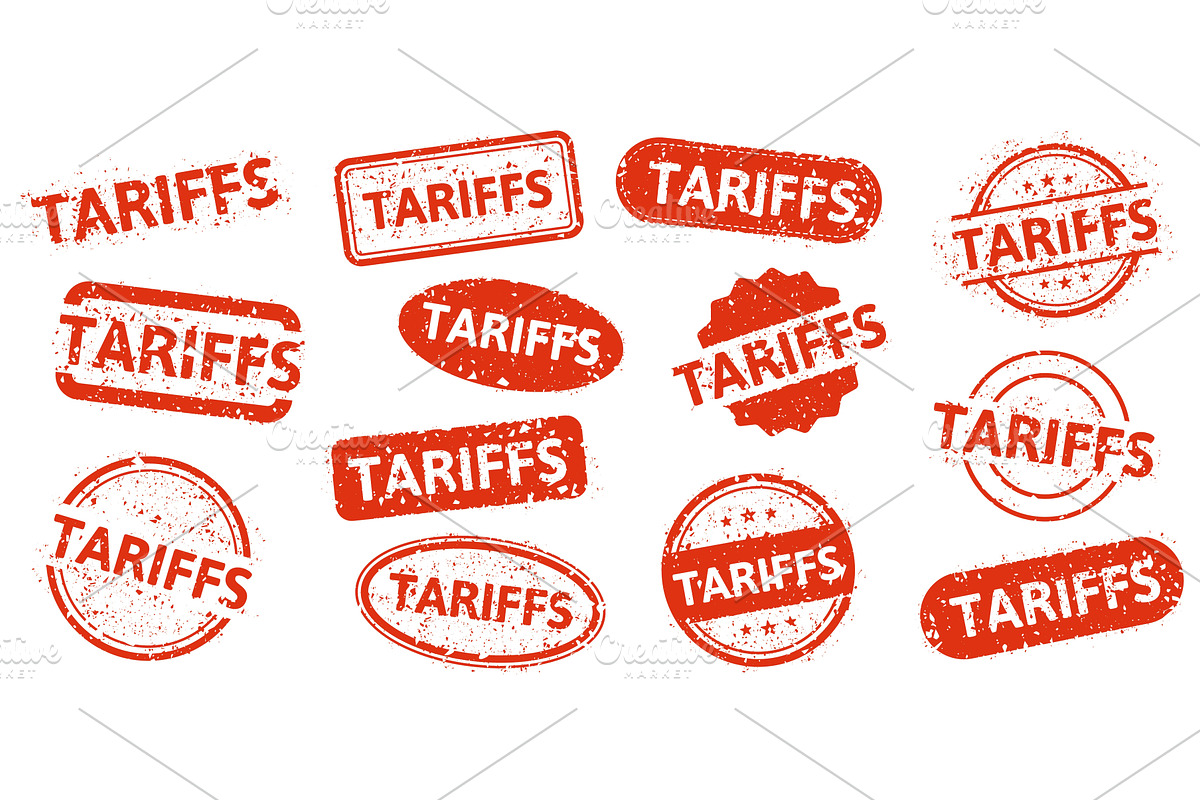 Red stamps with the word tariffs are, an Object Illustration by Woters little shop