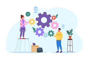 People implementation work. Workflow, a Person Illustration by Stock-Smart-Start