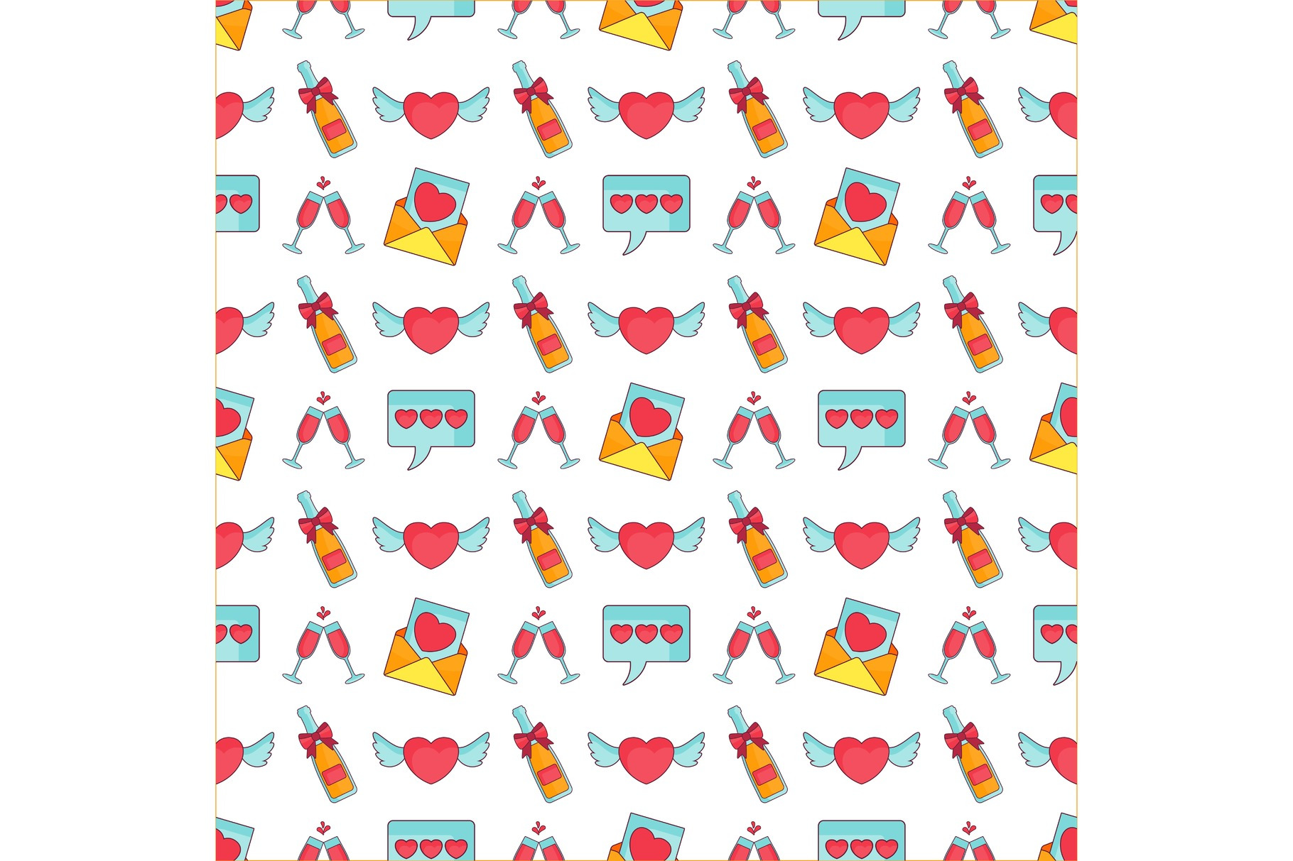 Pattern of vector flat outline icons, an Object Graphic by Quarta
