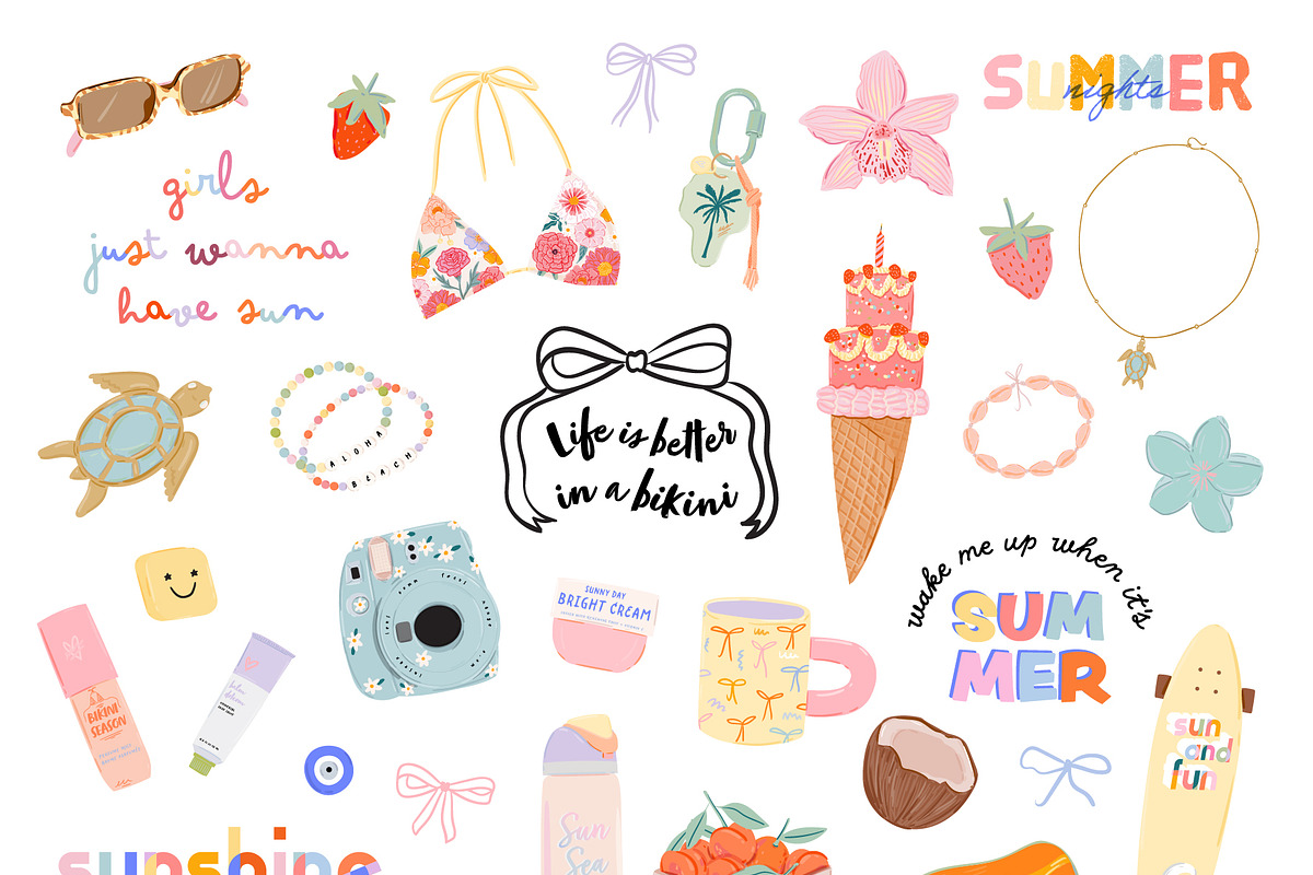 Trendy Summer Girl Clipart & Quotes, a Seasonal Illustration by Ruslana Lubenets (Photo 10 of 16)