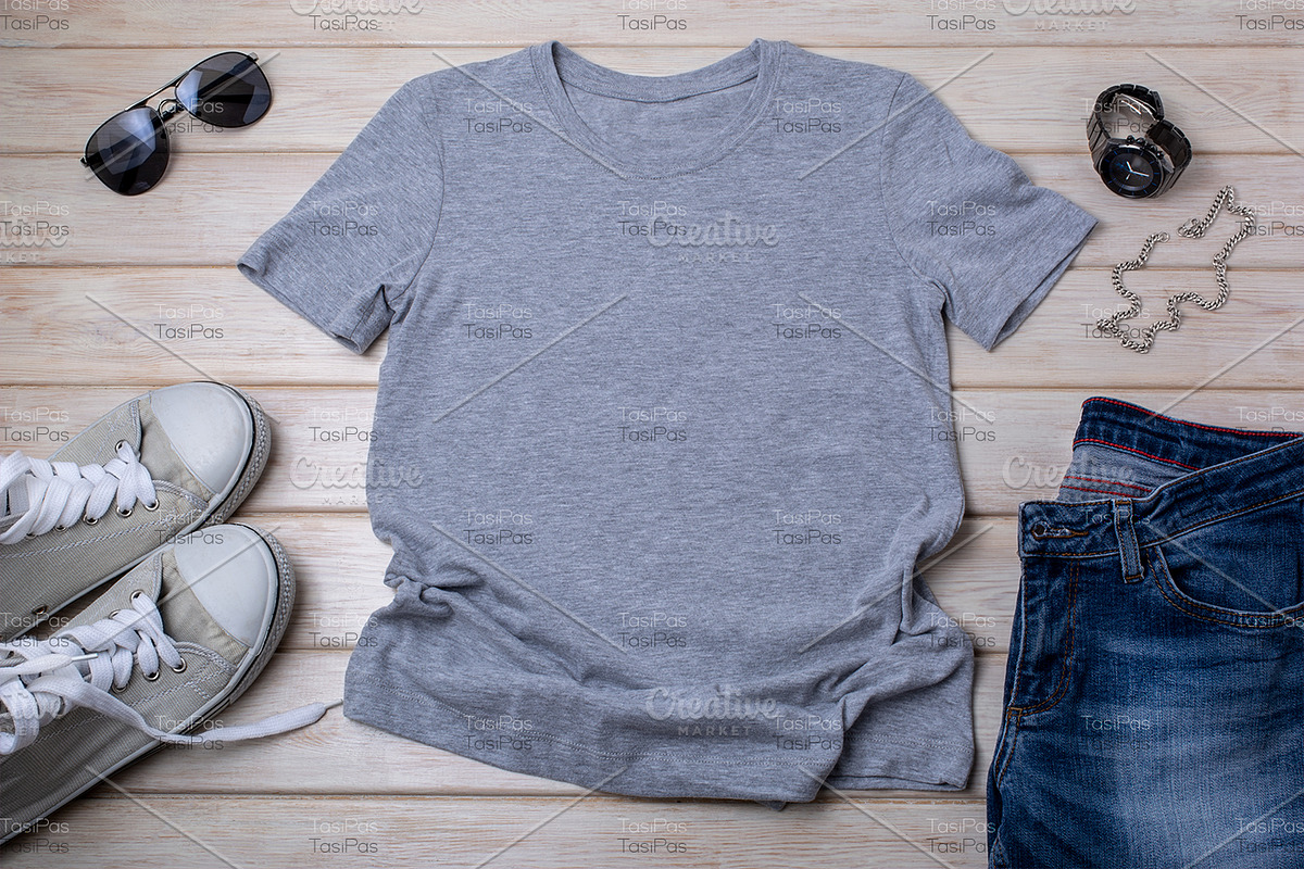 T-shirt mockup with black watch, an Advertising Mockup by TasiPas (Photo 3 of 4)