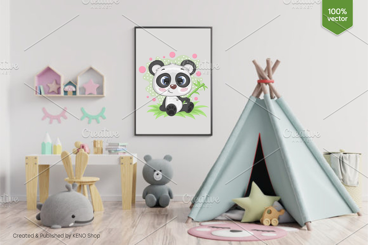 Cute cartoon panda. Tshirt, PNG., an Animal Illustration by KENO Mascots (Photo 5 of 5)