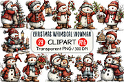 Christmas Whimsical Snowman Clipart, a Seasonal Illustration by Black Bird Studio (Thumbnail 1 of 7)