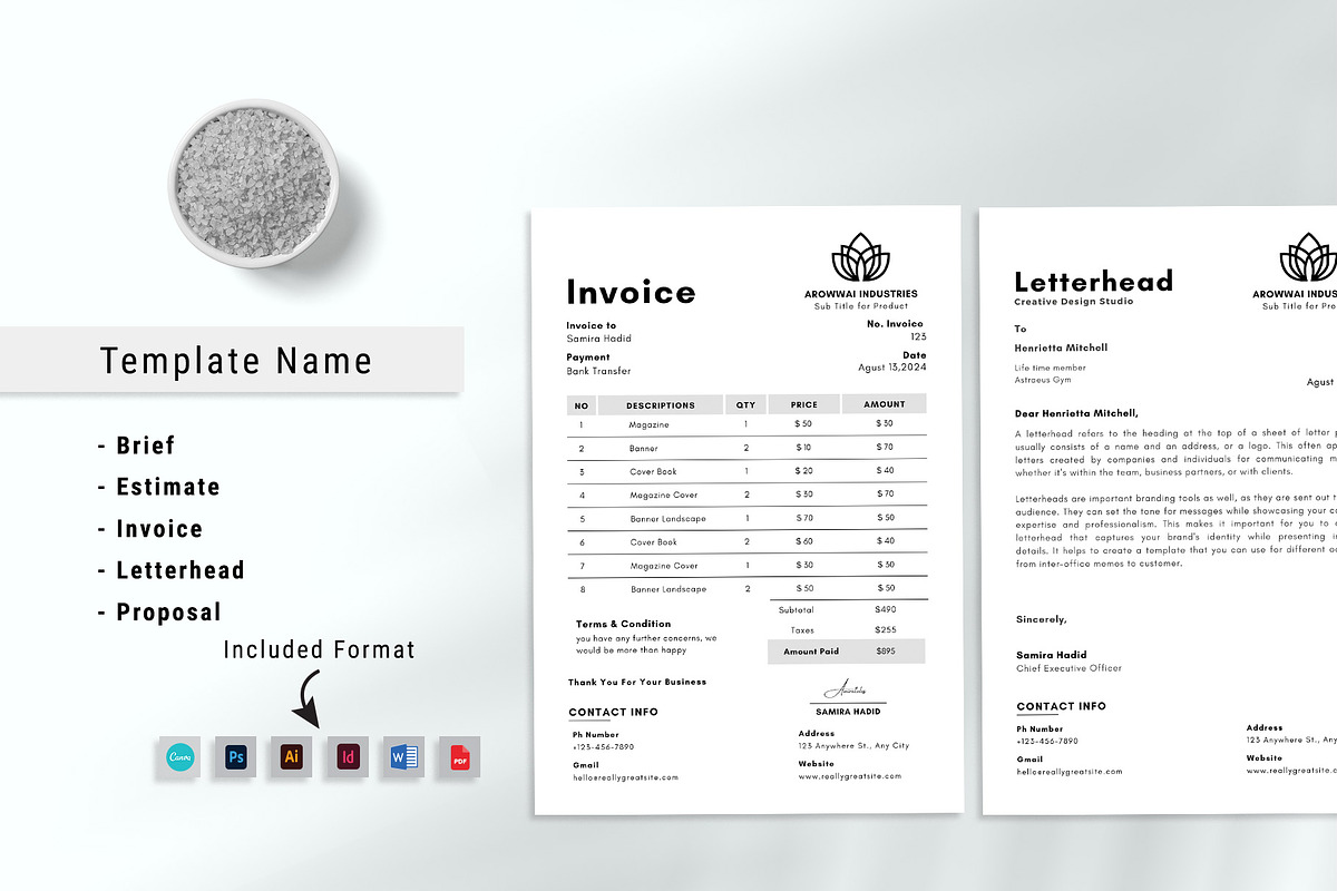 New Invoice, Letterhead, Proposal, a Flyer Template by MNT-Creator (Photo 1 of 6)