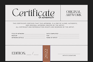 Certificate Of Authenticity Template