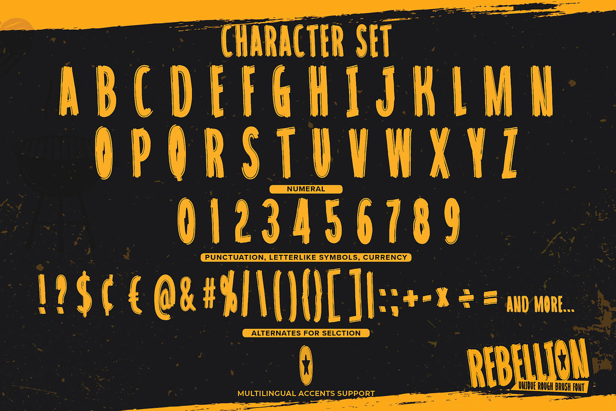 REBELLION - Unique Rough Brush Font, a Font by Gassstype (Photo 7 of 8)