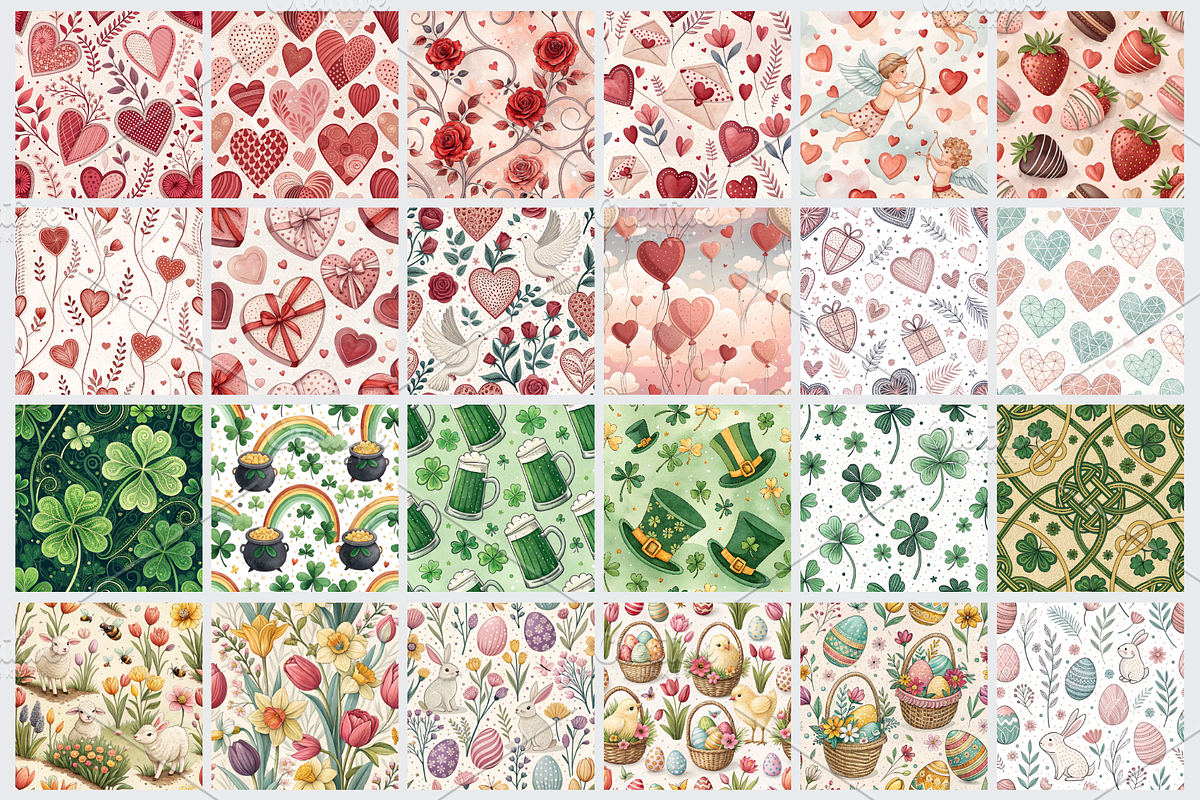 Holidays & Seasons Seamless Patterns, a Pattern Graphic by Palleon (Photo 4 of 5)
