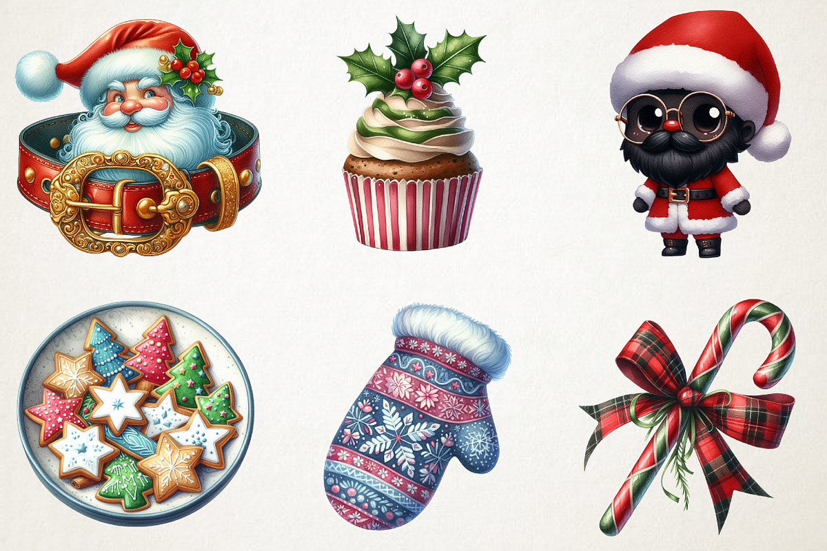 Cute Santa & Holiday Elements Clipar, an Illustration by RobertsArt (Photo 3 of 7)