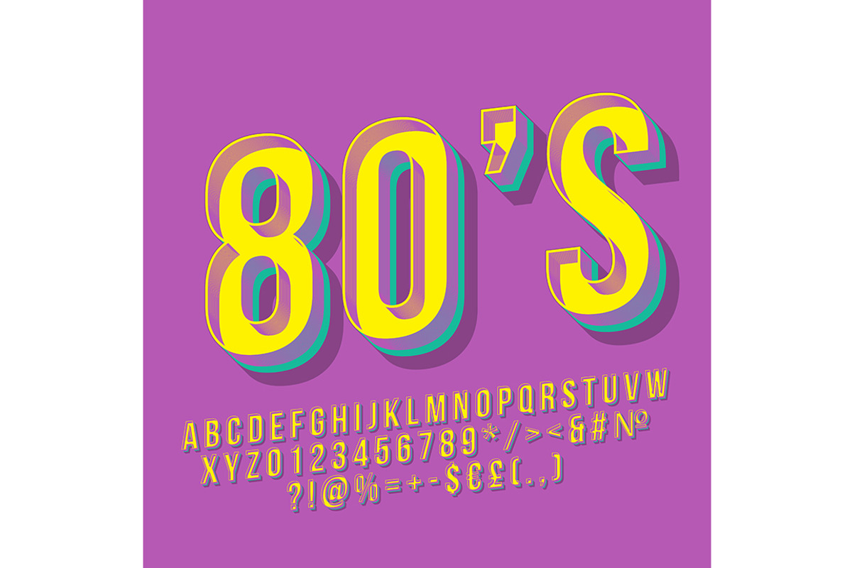 80s vintage 3d vector lettering, a Templates & Theme by IMG Visuals