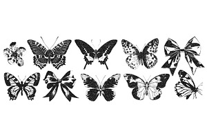 Bow ribbons and butterflies with, an Illustration by Simple Patterns