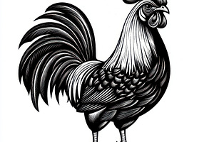 Majestic Rooster Black and White Ill, an Abstract Photo by Pixeness Studio
