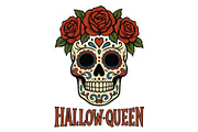Hallow-Queen Sugar Skull Wall Art, a Background Graphic by LaseredNinja (Thumbnail 1 of 7)