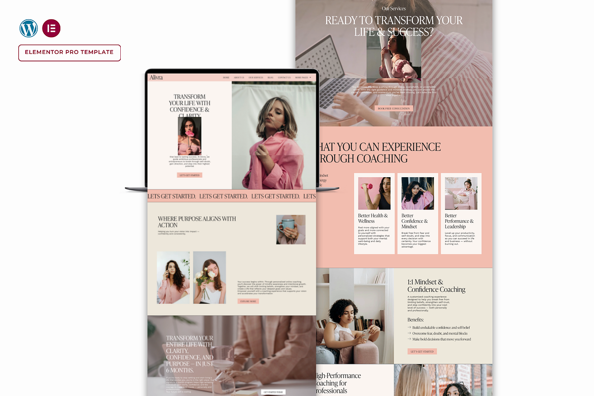 Coach & Wellness WordPress Template, a WordPress Template by Web Template Market (Photo 1 of 9)