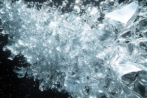 Shattered ice pieces scattered acros, a Photo by Tanuart