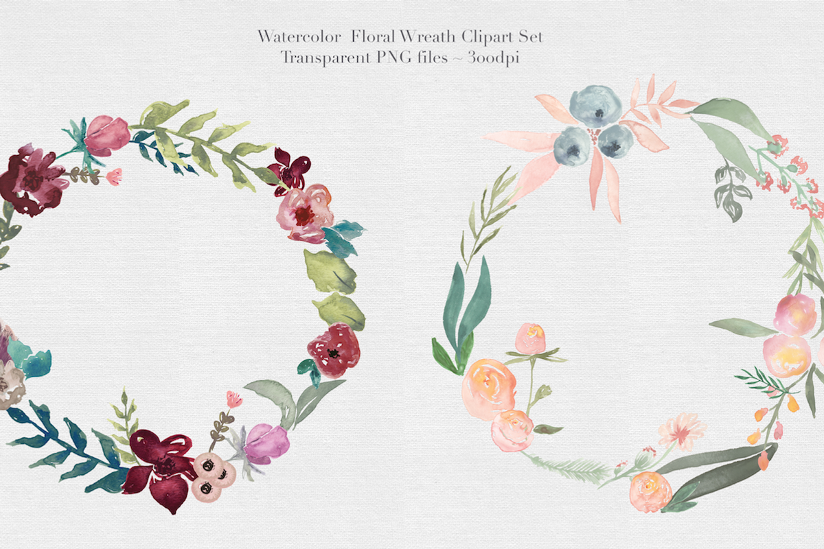 Watercolor Floral Wreaths Vol.1, an Illustration by The Autumn Rabbit Ltd (Photo 4 of 4)