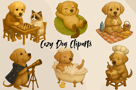 Cozy And Cute Dog Cliparts Vol.01
