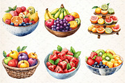 Watercolor Fruit Bowl Clipart Bundle, an Illustration by DreamCafeArt (Thumbnail 2 of 7)