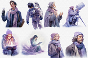 Pastel Snowy Astronomer Clipart, an Illustration by Digital Xpress (Thumbnail 6 of 9)