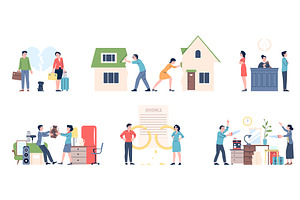 Divorce scenes. Property division, a Person Illustration by LadadikArt