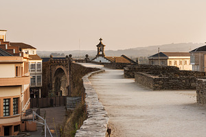 Walkway on Roman Walls with Bell Tower, Lugo, Spain, an Architecture Photo by Bepslabor