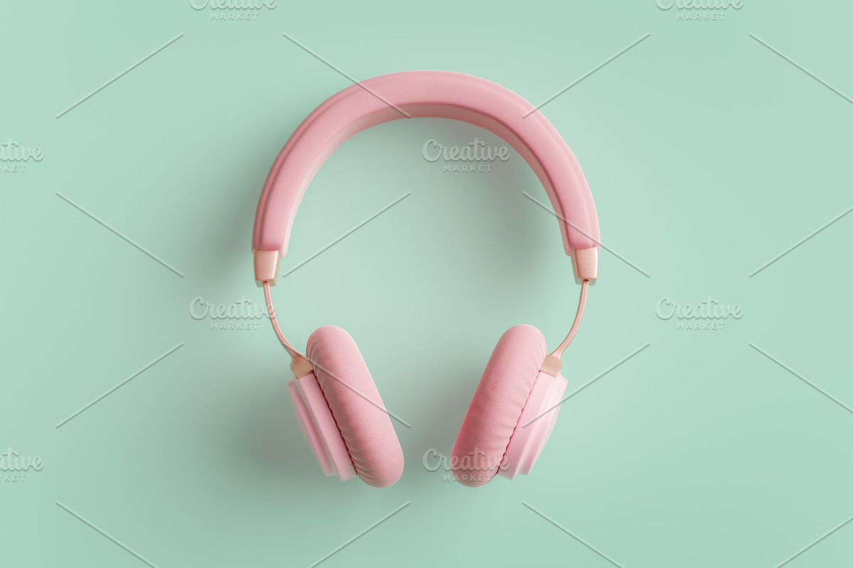 Pink headphones, an Object Illustration by Elisabeth Cölfen