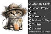 Watercolor Summer Cute Kitten PNG, a Seasonal Illustration by Canvas Craft (Thumbnail 3 of 7)
