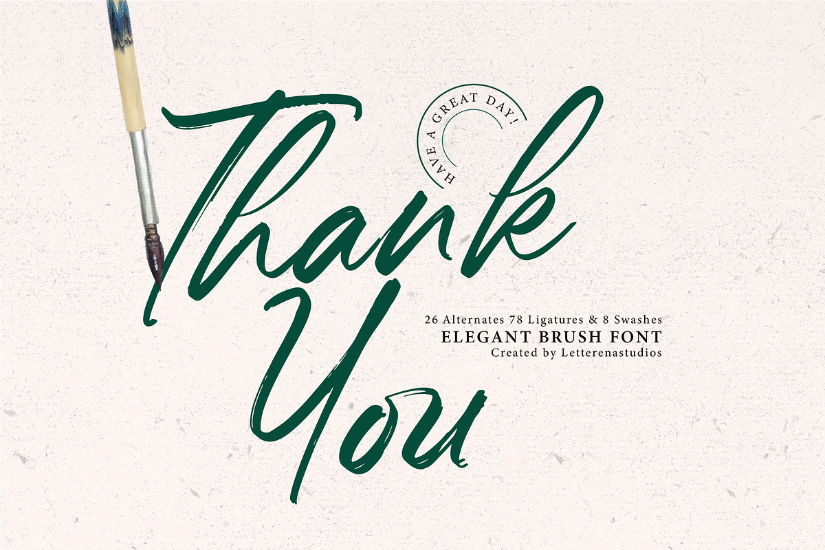 Hugetta Amphals Elegant Brush Font, a Script Font by Letterena Studios Script (Photo 15 of 15)