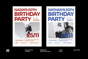 White Simple Birthday Invitation, an Invitation Template by Neermana