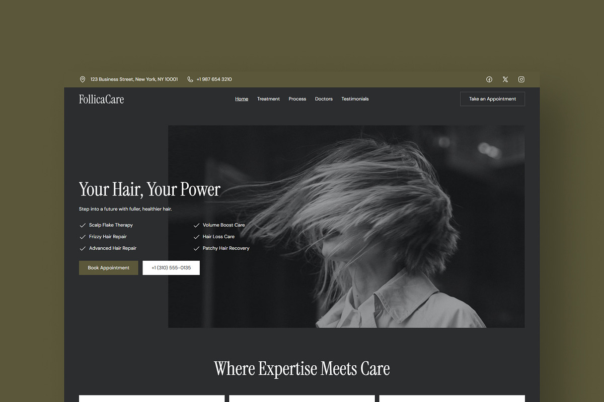 FollicaCare Hair Framer Template, a Templates & Theme by CocoDesign (Photo 1 of 4)