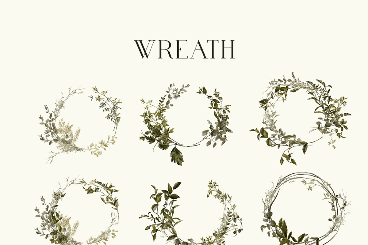Muted Greenery Watercolor Clipart, an Illustration by BlumenSoul (Photo 4 of 10)