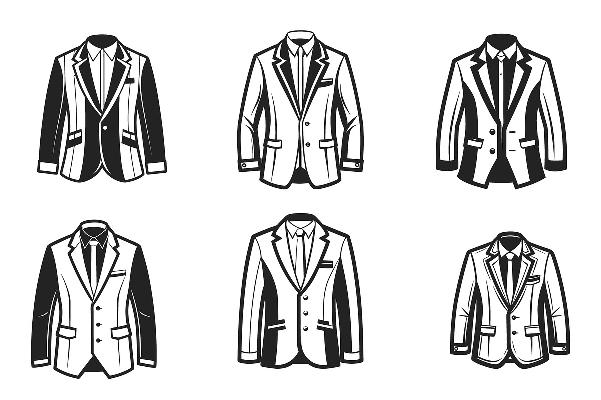Set of Blazer vector silhouette, an Object Graphic by Billah Hub