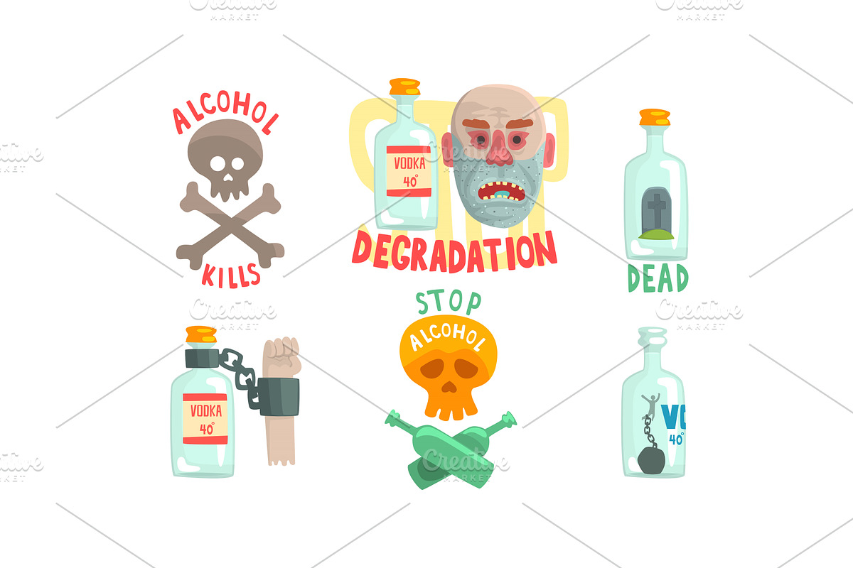 Dangers of Drinking Alcohol, a Person Illustration by TopVectors