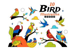 10 Tropical Bird Illustration, an Animal Illustration by denayunebgt