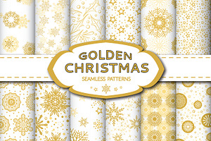 Golden Christmas Seamless Pattern