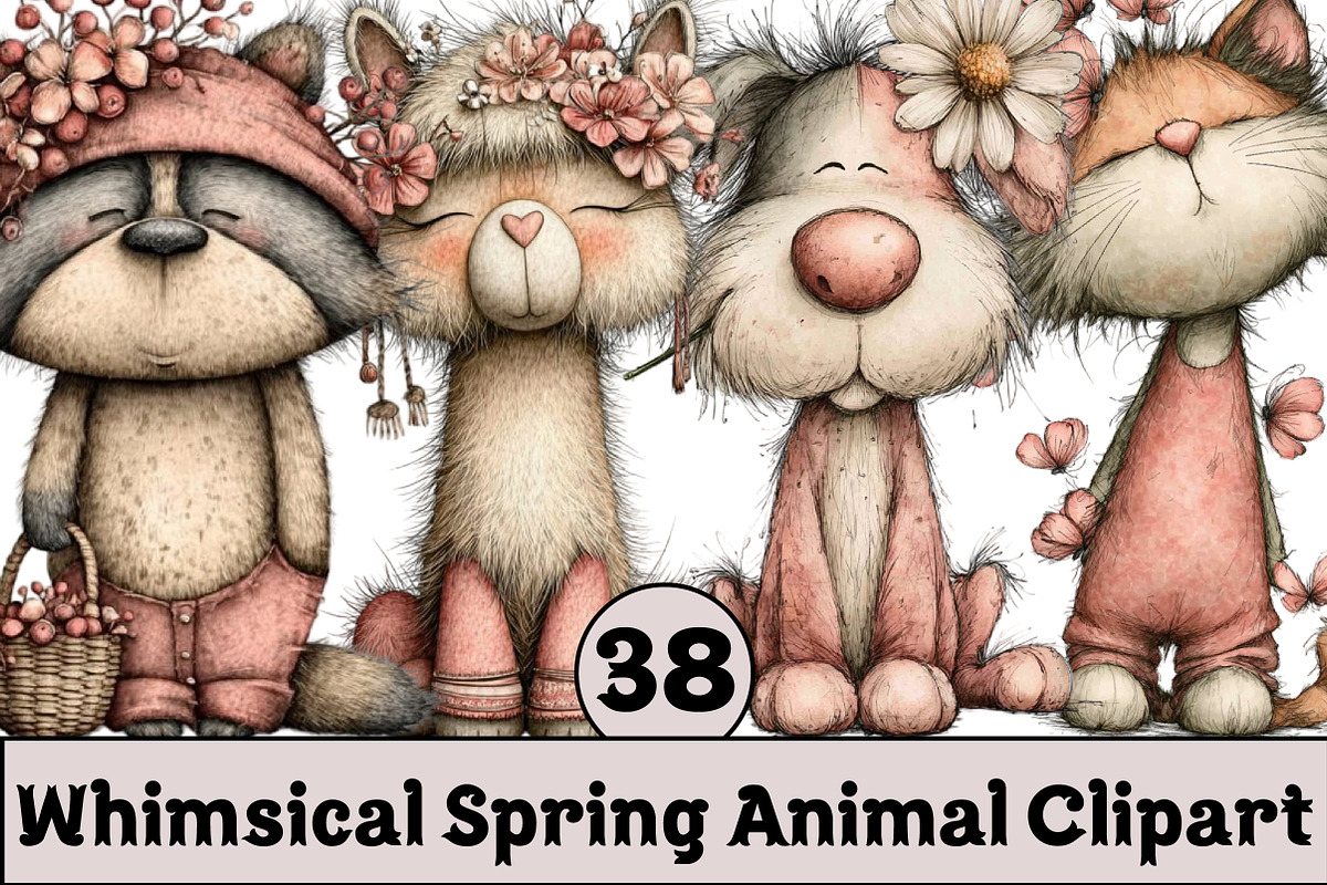 Whimsical Spring Animal Clipart, an Illustration by Design Market (Photo 1 of 3)