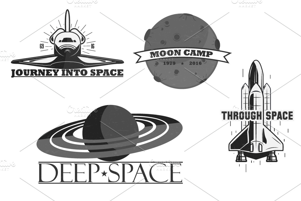 Set of vintage space logo, poster .., a Technology Illustration by pashigorov (Photo 2 of 4)