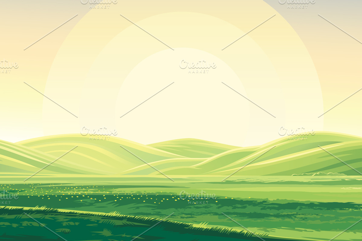 Summer landscape in panoramic format, a Seasonal Illustration by Countryside life (Photo 5 of 9)