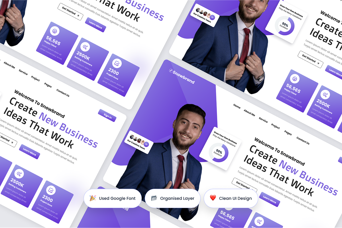 Snowbrand - Business Hero Header, an UI Kit Template by Annora Studio (Photo 3 of 4)