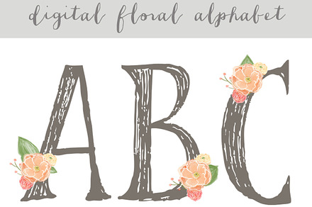 Floral Alphabet - Digital Alphabet