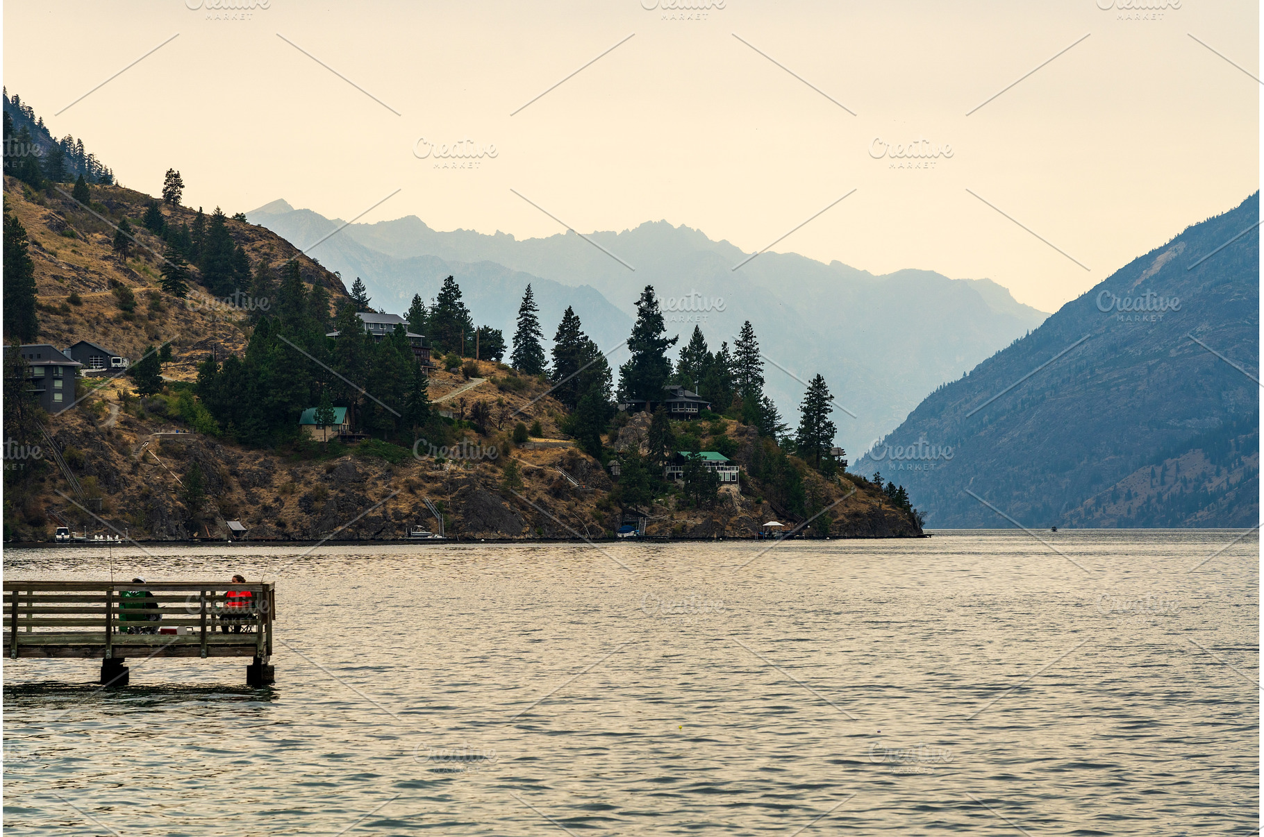 View north along Lake Chelan in, a Nature Photo by Backyard Stock