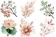Watercolor Boho Floral Elements, an Illustration by DreamCafeArt (Thumbnail 3 of 7)