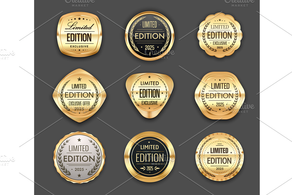 Limited edition golden award seals, a Finance Illustration by Vector Tradition