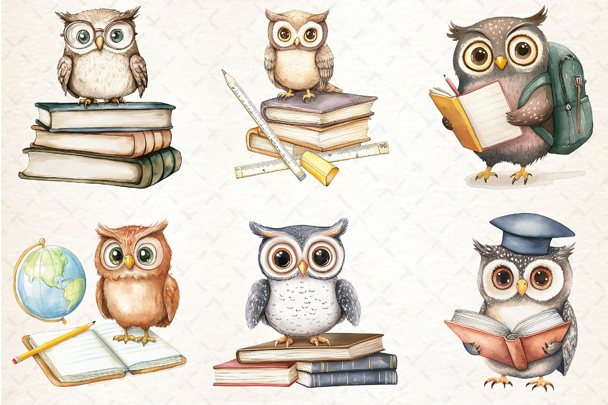 Back To School Owl Clipart, an Illustration by Rose Art (Photo 2 of 4)