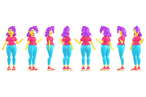 3d Woman Character In Different