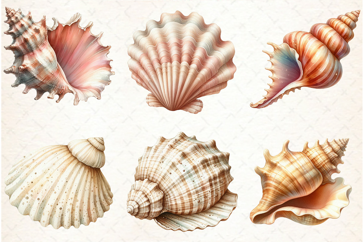 Ocean Sea Shell Sublimation Clipart, an Illustration by Libby Wishes (Photo 7 of 7)