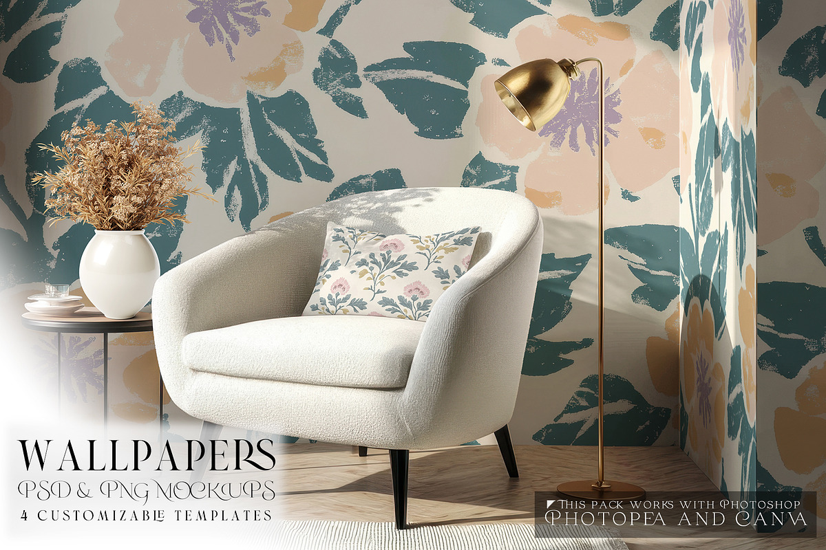 Living Room Wallpaper Mockups, a Product Mockup by mock-ups (Photo 1 of 16)