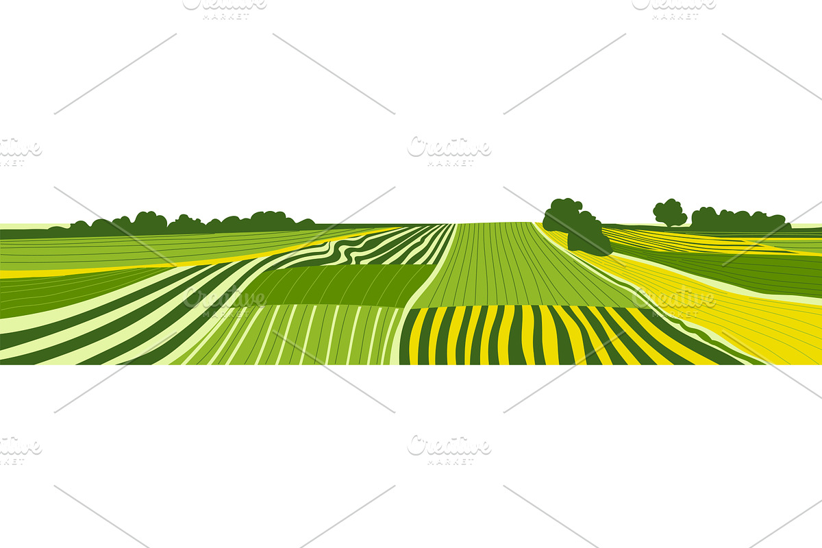 Farm land landscape with horizon, an Illustration by Alltruecolours