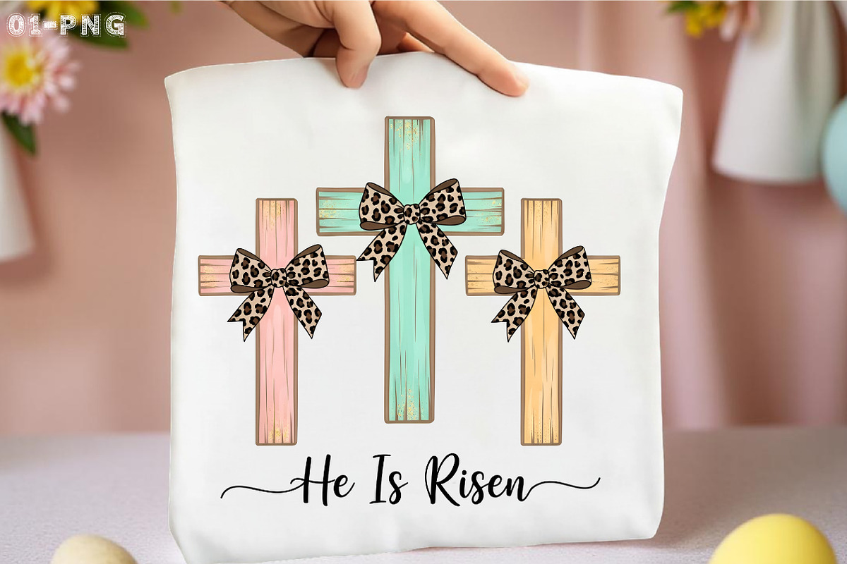He Is Risen, Easter Crosses with Bow, an Illustration by Libby Wishes (Photo 1 of 6)
